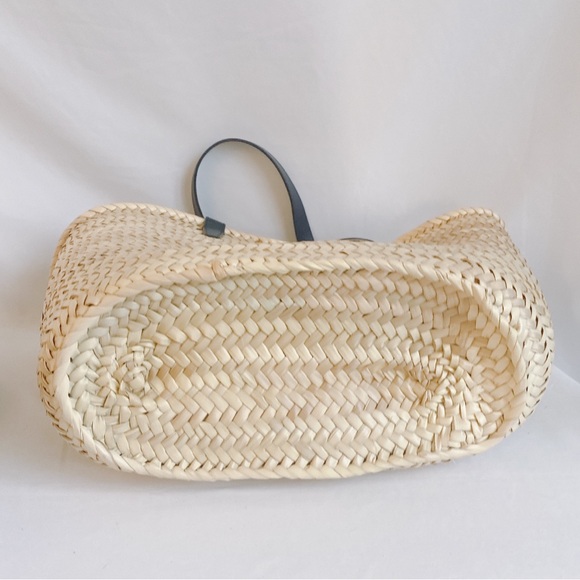 CELINE Triomphe logo leather trimmed raffia tote shoulder bag - Picture 10 of 10